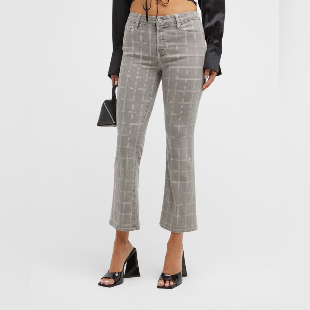 FRAME Le Crop Mini Boot Window Pane Plaid Pants Size 24